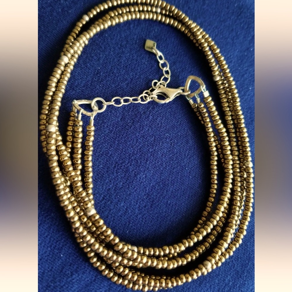 Silpada 3 strand bronze beaded necklace extends to 18” long Original Silpada box